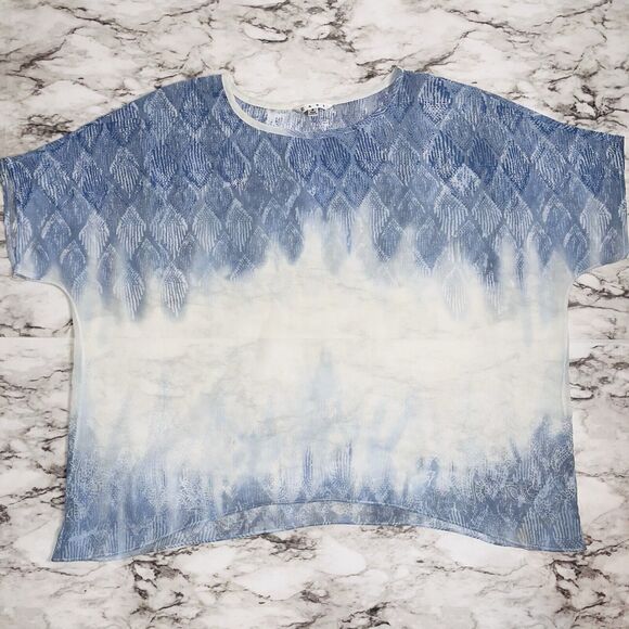 CAbi Ombre Fade Out Top Blue Cream Sheer Blouse Oversized Style# 781 Women S - Picture 1 of 5
